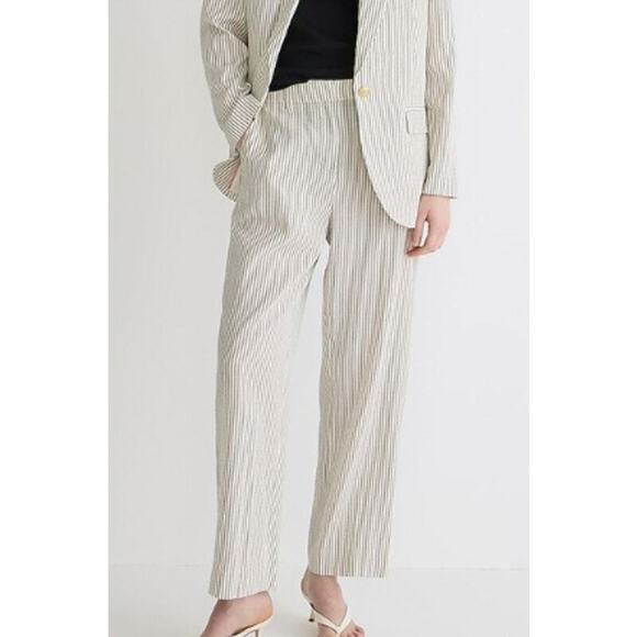 J.CREW Collection Ingrid pant in Italian seersucker fabric NWOT cream blue 6 - Picture 1 of 6